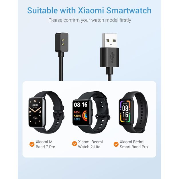 Cable de Carga Compatible con Xiaomi Redmi Watch 3/Redmi Watch 2 Lite/Redmi Smart Band Pro/Mi Band 7 Pro