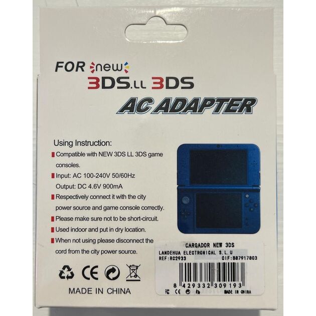 Cargador AC ADAPTADOR para NINTENDO 3DS y NEW 3DS